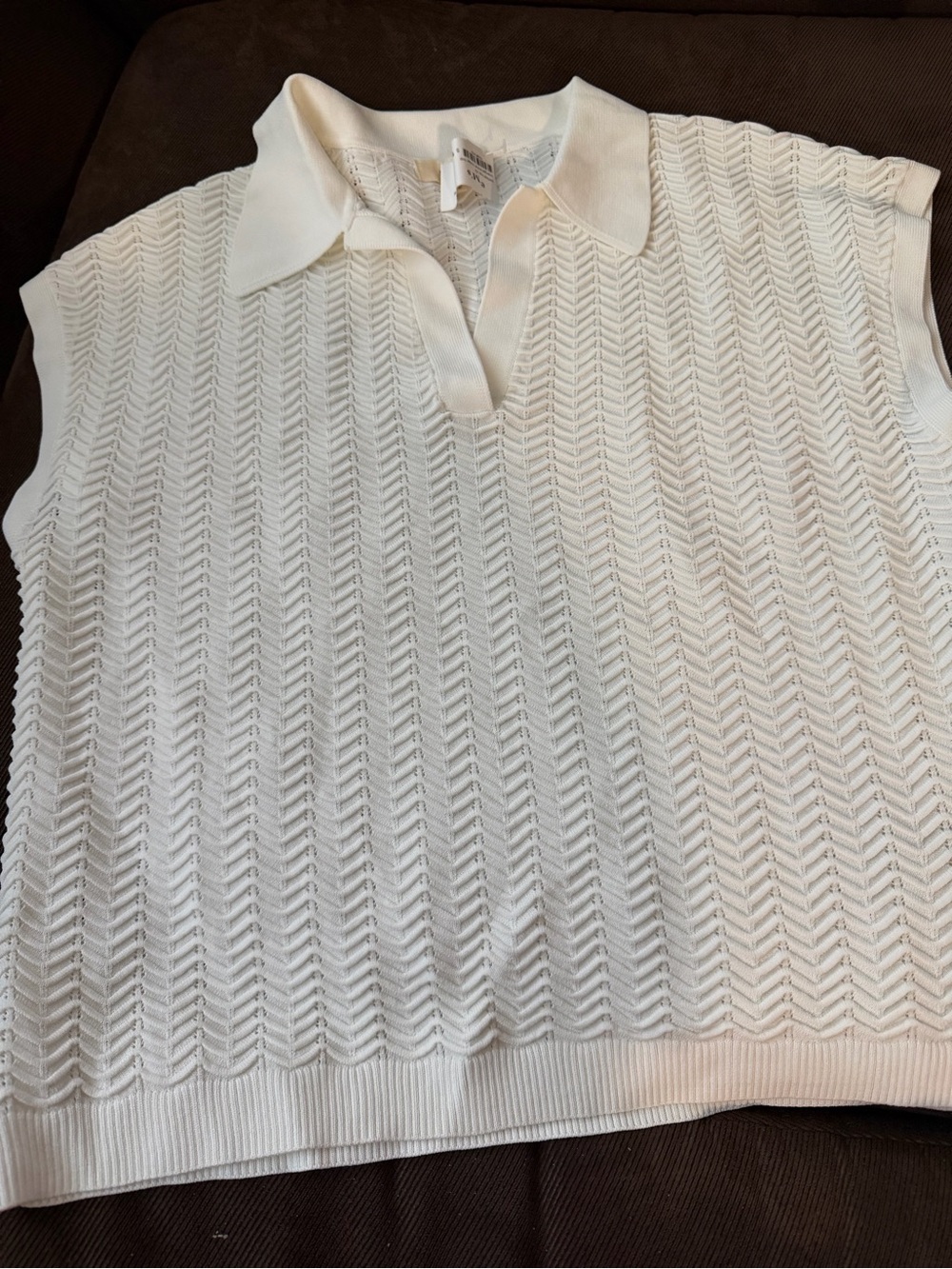 SUNCOO White Sleeveless Knit Polo Tank